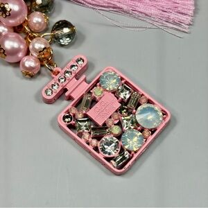 Luxe Baby Pink Jeweled Perfume Bottle Keychain/Bag Charm with Crystal Accents